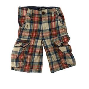 Mini Boden Red Blue Plaid Cargo Shorts size 6